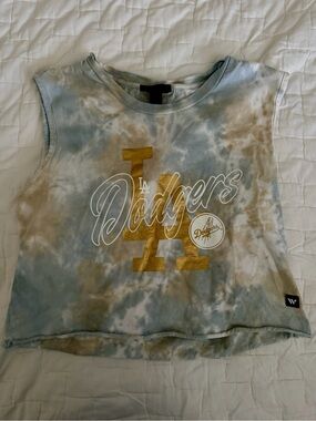 LA Dodgers The Wild Collective Tie-Dye Crop Muscle Tank size Small